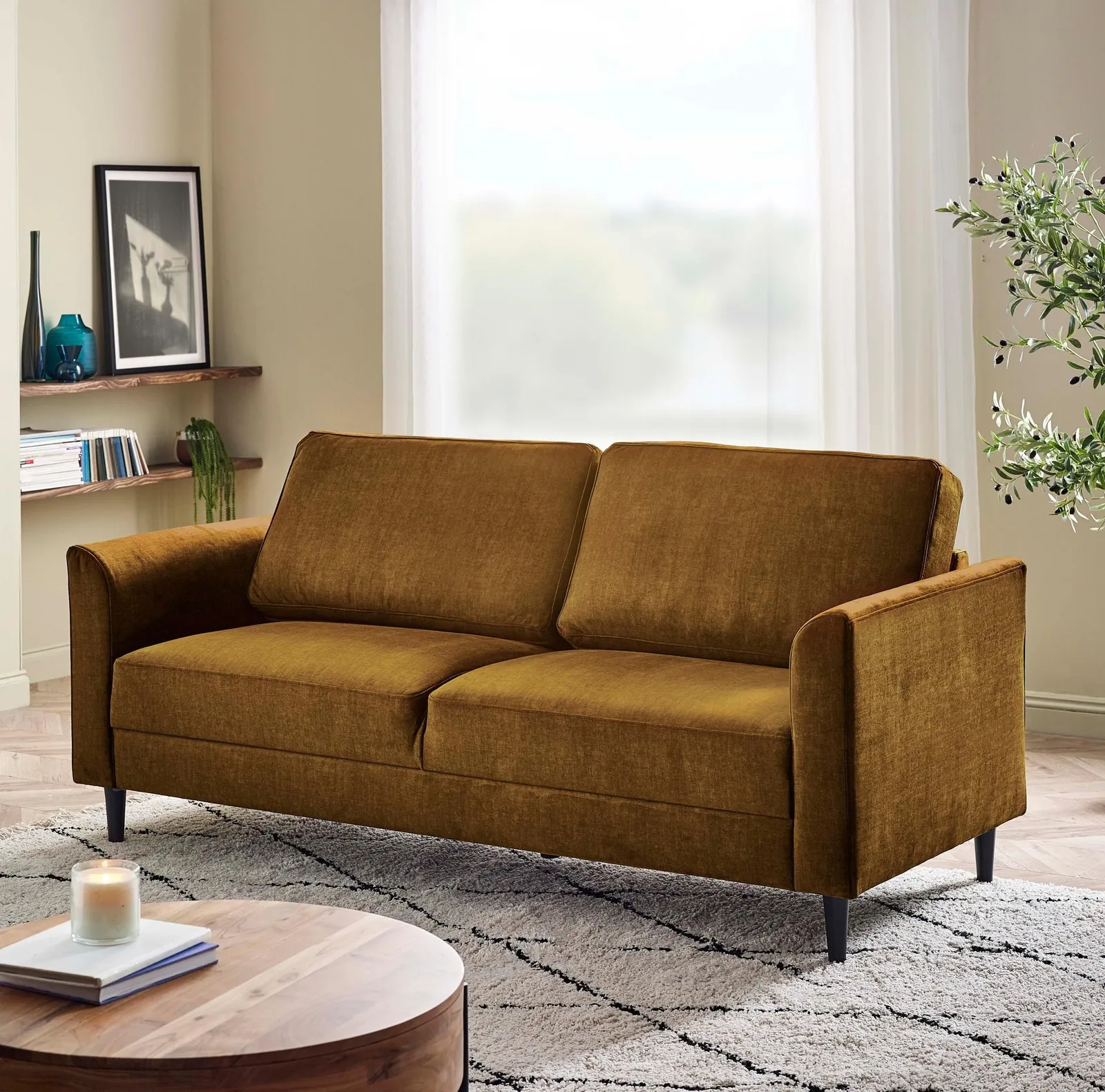 FurnitureboxUK Logan Fabric 3 Seater Sofa in Orange 1