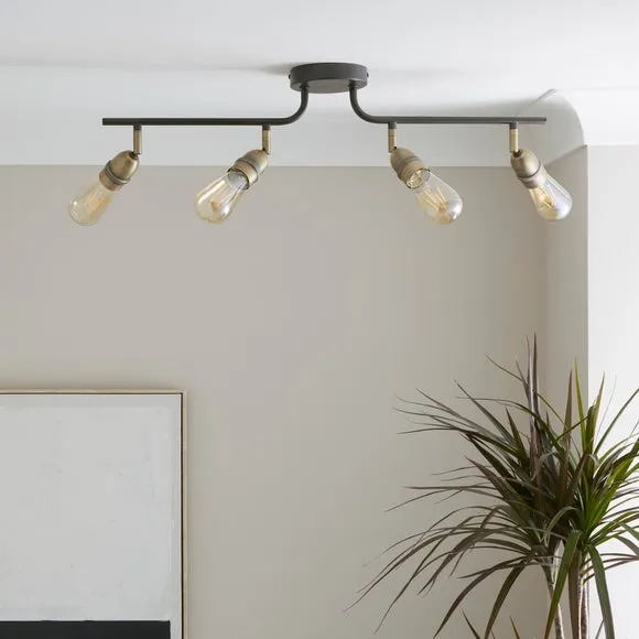Marsden Industrial 4 Light Semi Flush Spotlight Bar 2