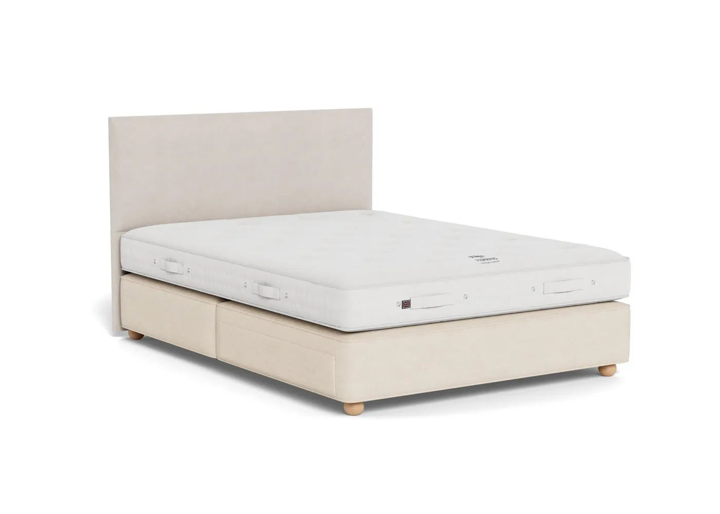 Vispring Elite Firm Tension Divan King Tk590 Chain Weave Fawn 750 Bun Feet 2 Footend Drawers 1