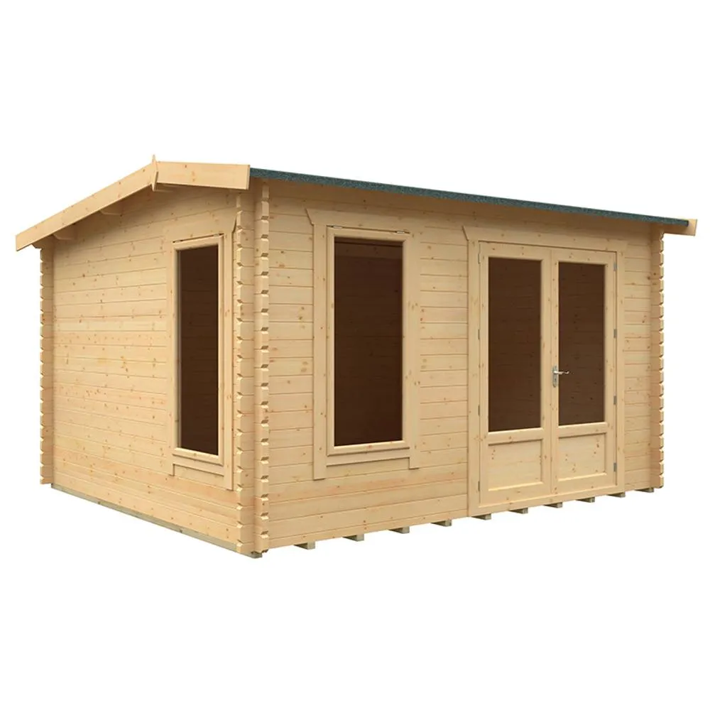 Buttercup Farm 14x12w The Longleat Plus 44mm Cabin - L415 x W355 x H247 cm in Natural