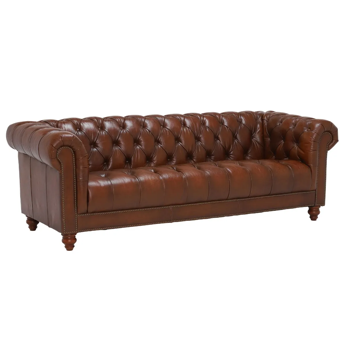 Ullswater 4 Seater Leather Chesterfield Sofa, Brown | Barker & Stonehouse 3