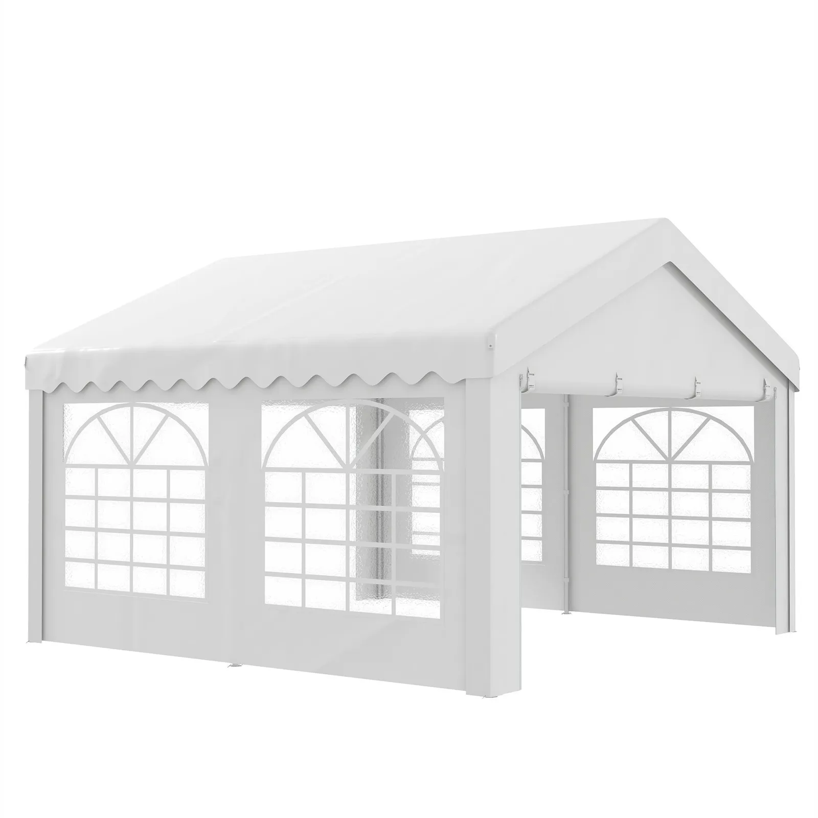 OUTSUNNY Garden Gazebo Portable Carport Shelter w/ Removable Sidewalls&Doors in White 2