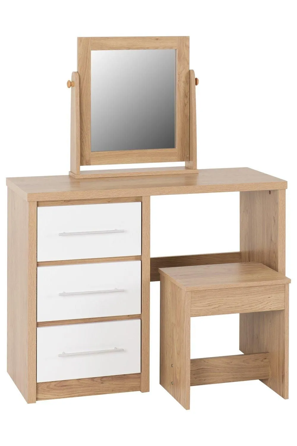 Seconique Seville 3 Drawer Dressing Table Set in White 4