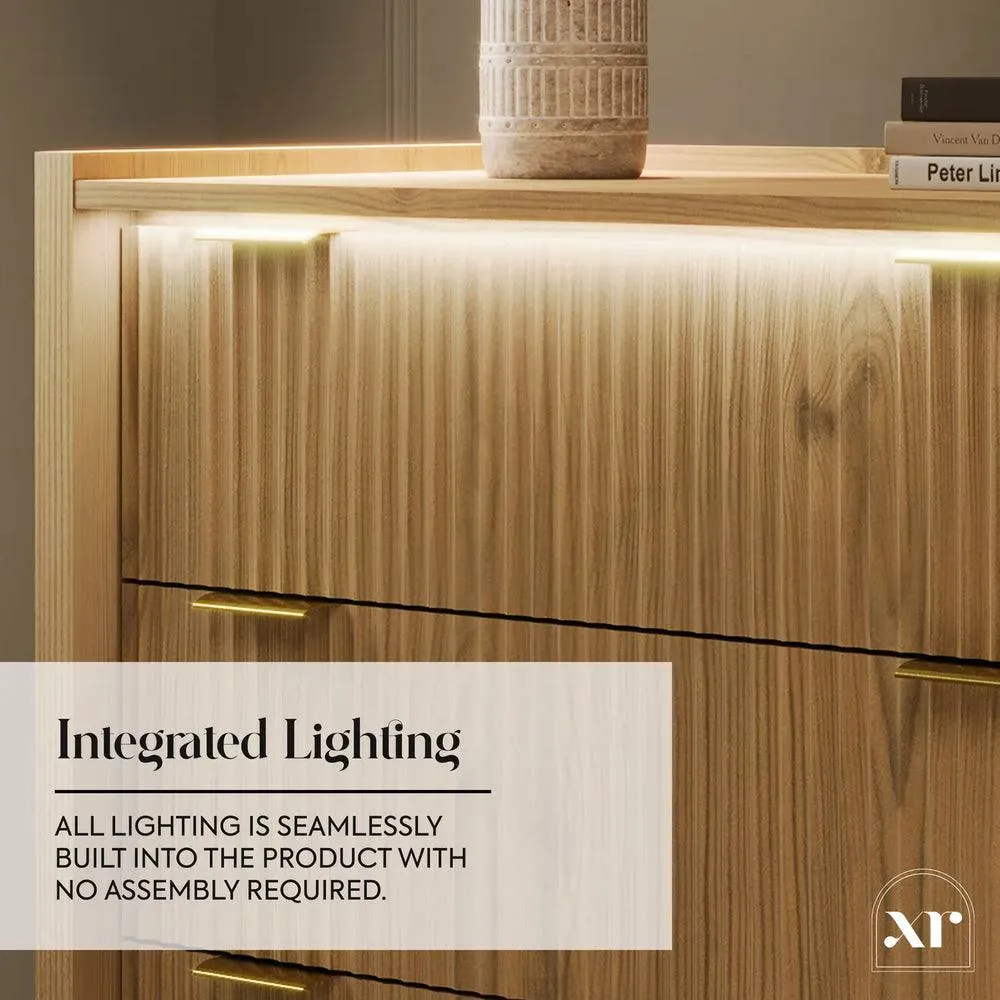 X Rocker XR Living Dak ota Chest of Four Drawers with LED Lights - Wild Oak in Light Oak 3