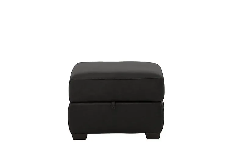 Hollywood Leather Storage Footstool - Classic Black