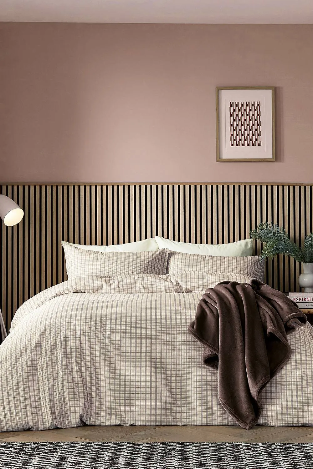 Helena Springfield 'Tranquil Check' Duvet Cover Set in Chocolate 1