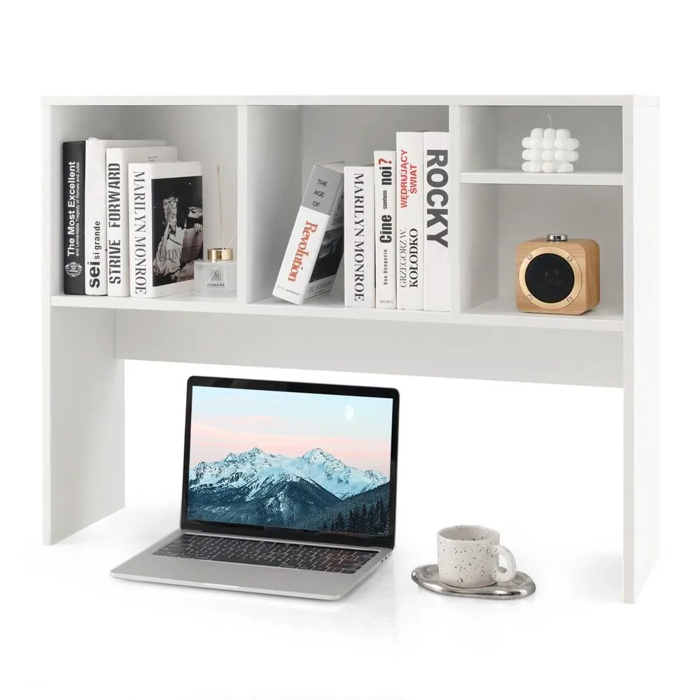 Costway Wooden Desktop Bookshelf Modern Countertop Hutch Display Rack in White