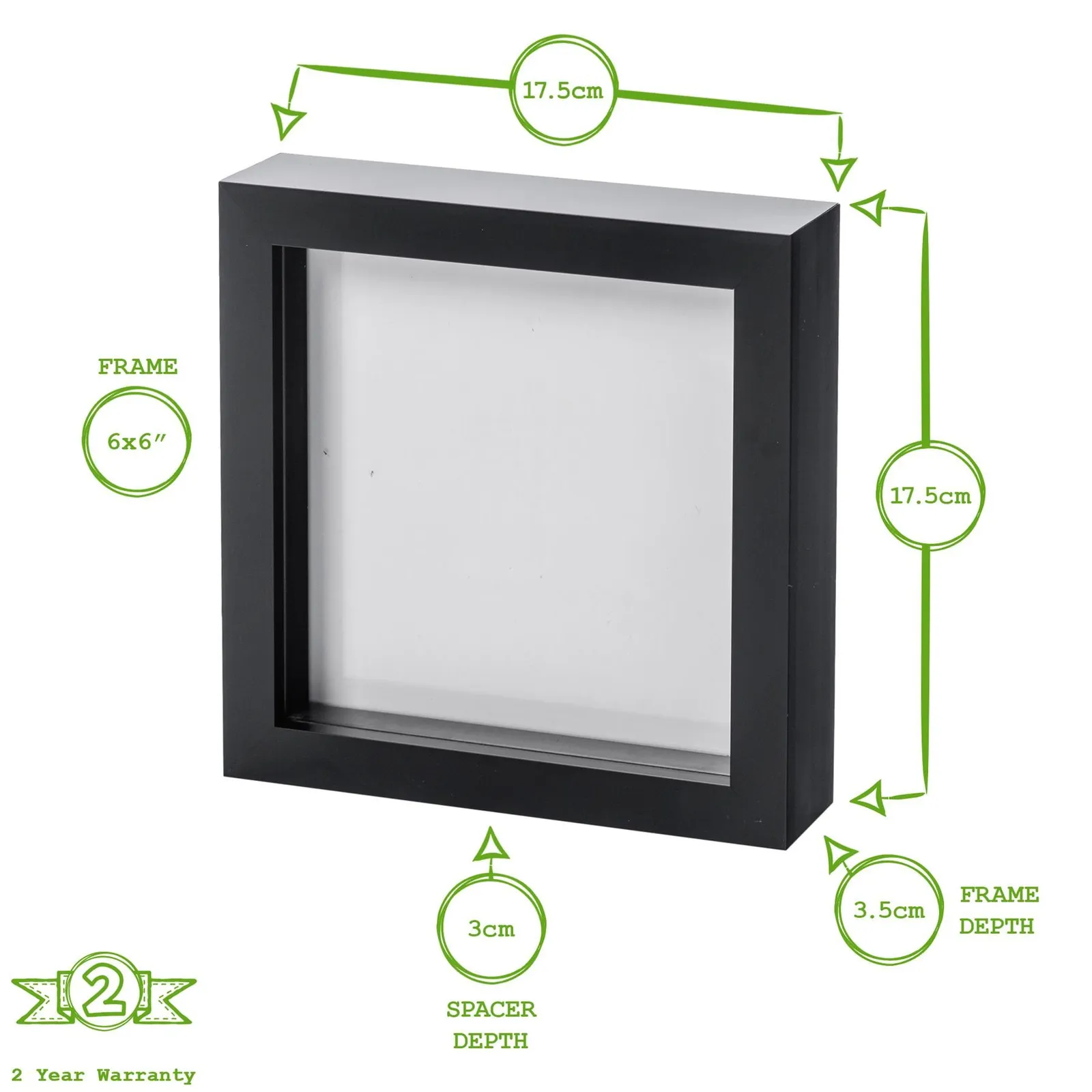 Nicola Spring 3D Box Photo Frame - 6" x 6" - White in Light Brown 4