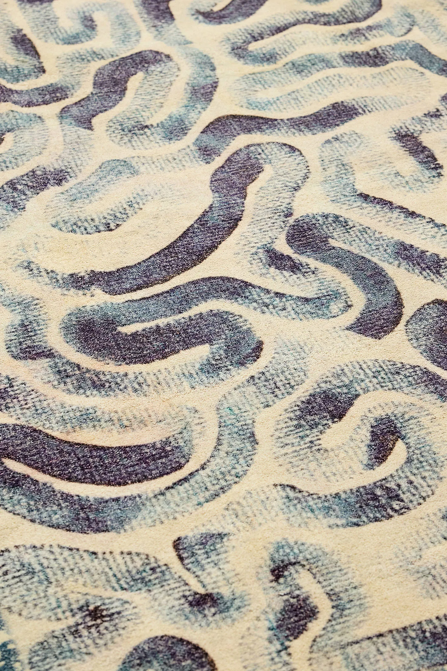 Blue Abstract Wave 5x7ft / 150x210cm Rug - Blue 3