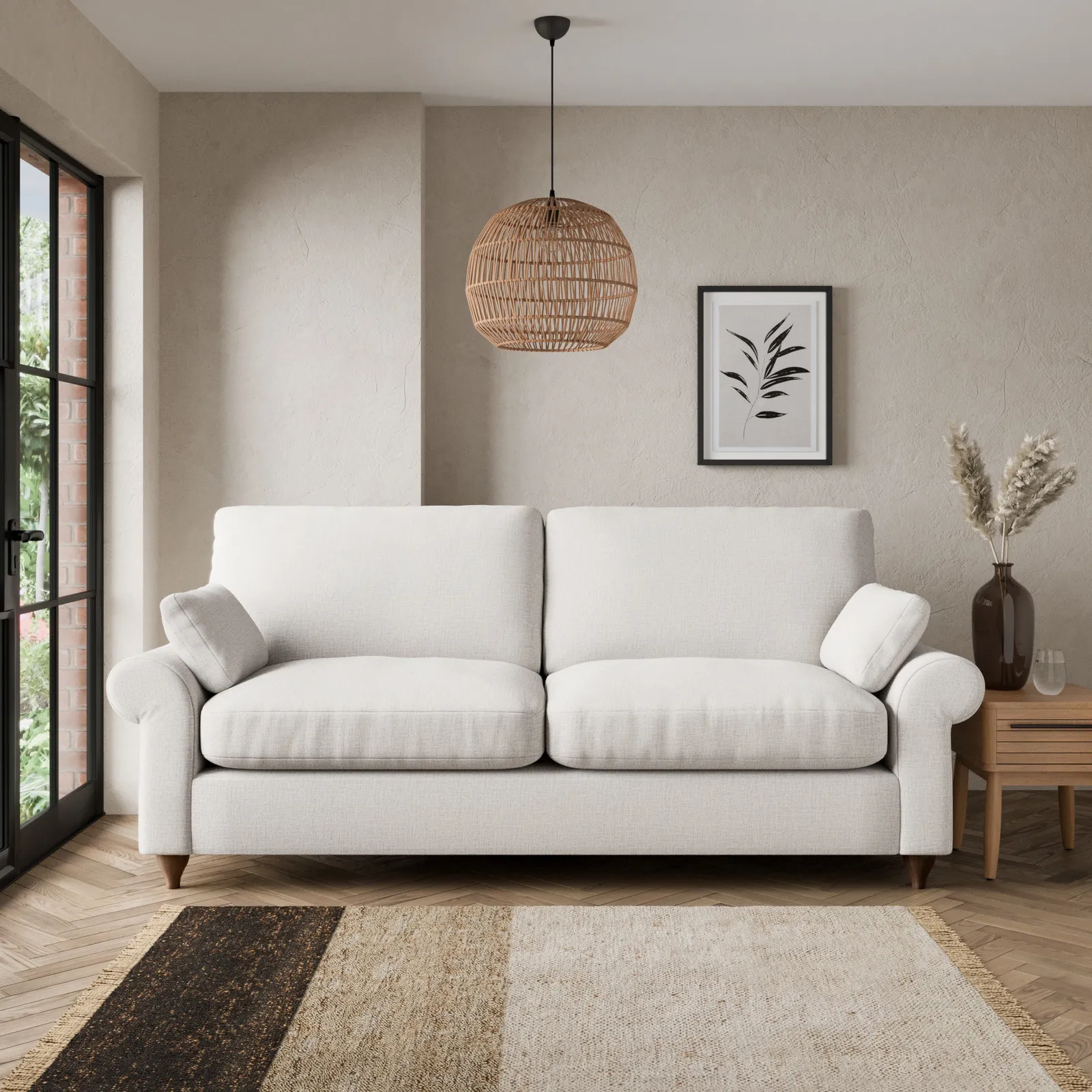 Salisbury Textured Weave 3 Seater Sofa Textured Weave Sandstone