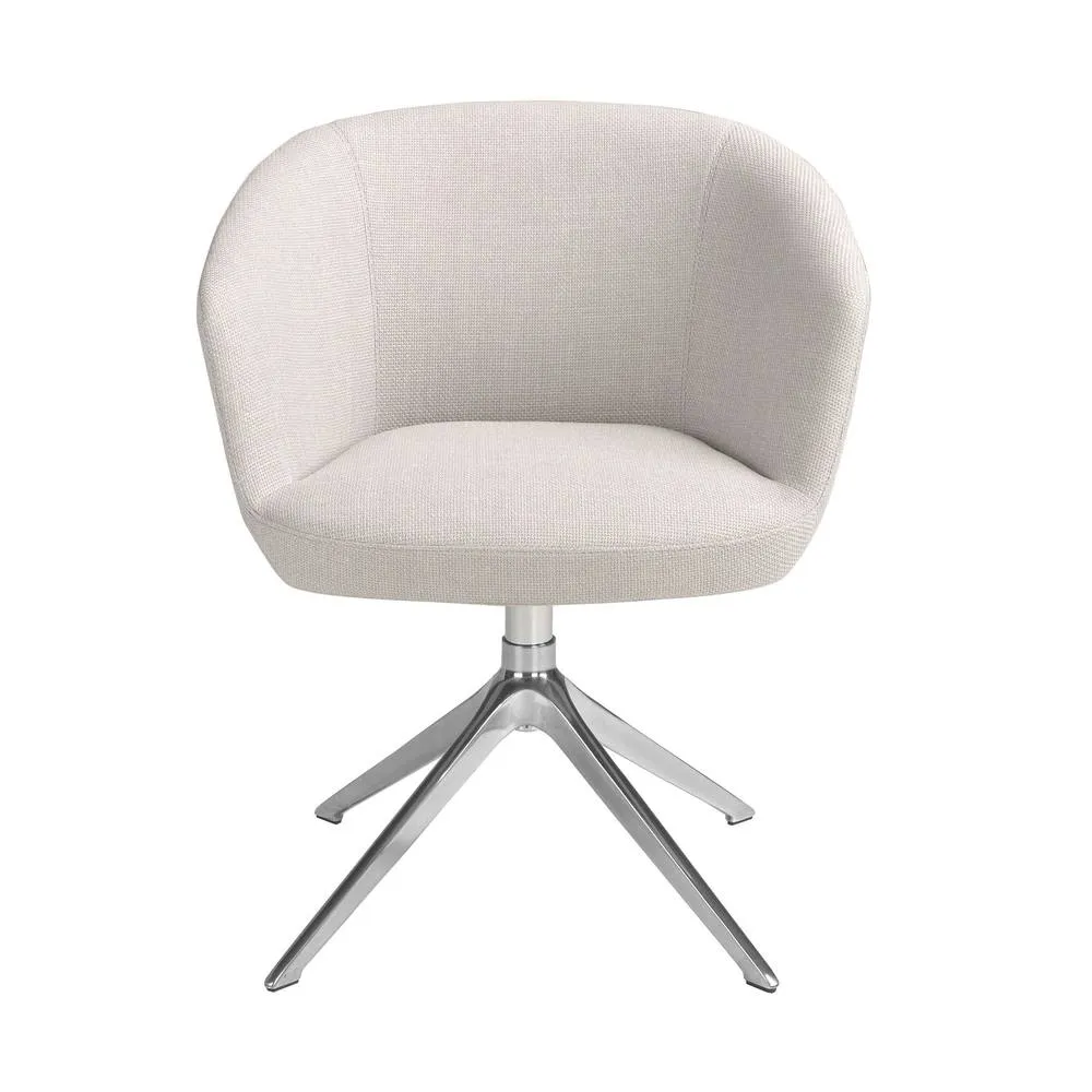 Angel Cerda Light Grey Fabric Swivel Dining Chair, Chrome Legs 2