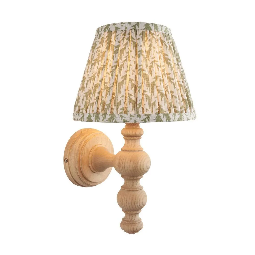 Netlighting Bibury Ash Wall Light Herb Garden Green Fabric Leaf Shade 20cm B22