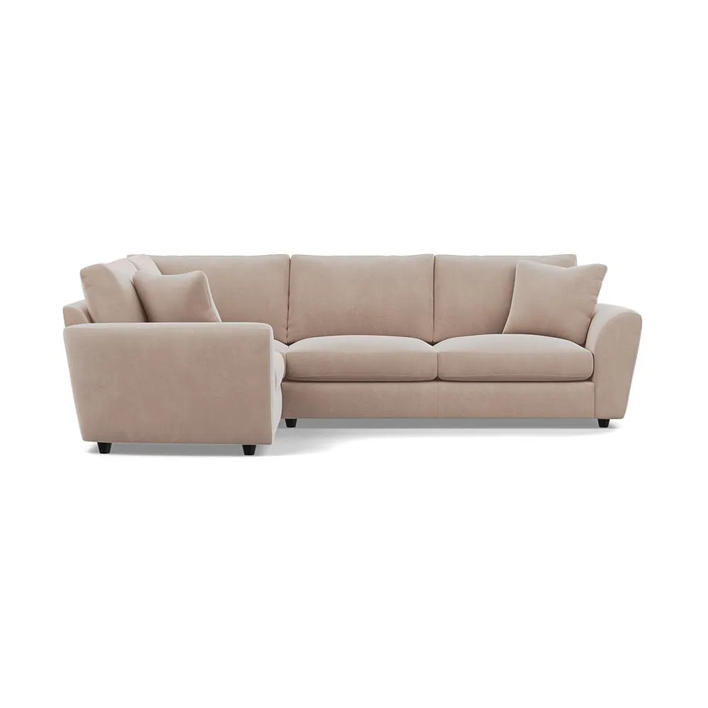 Heal's Snooze Left Hand Facing Corner Sofa Smart Velvet Pebble Black Feet 1