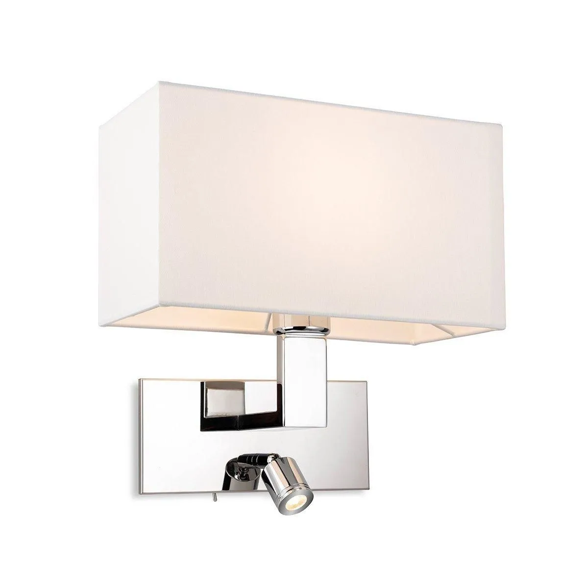 Netlighting Raffles Wall Lamp with Adjustable Switched Reading Light Chrome with Cream Shade in Grey