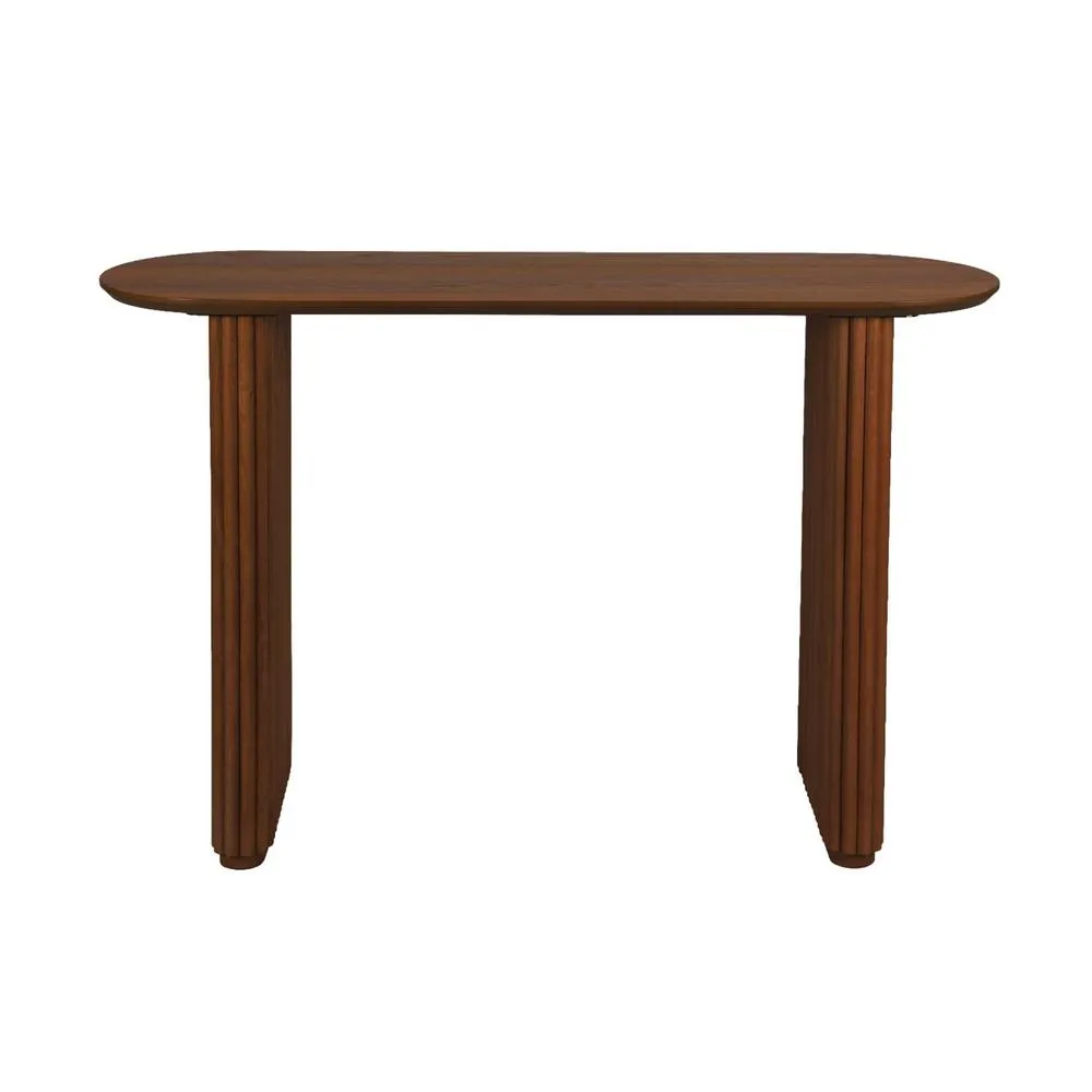 sweeek Oval console rubberwood & oak-effect veneer in Dark Brown 3