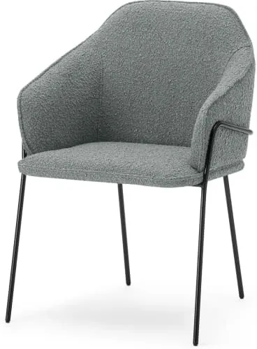 Stanley Carver Dining Chair, Steel Boucle & Black