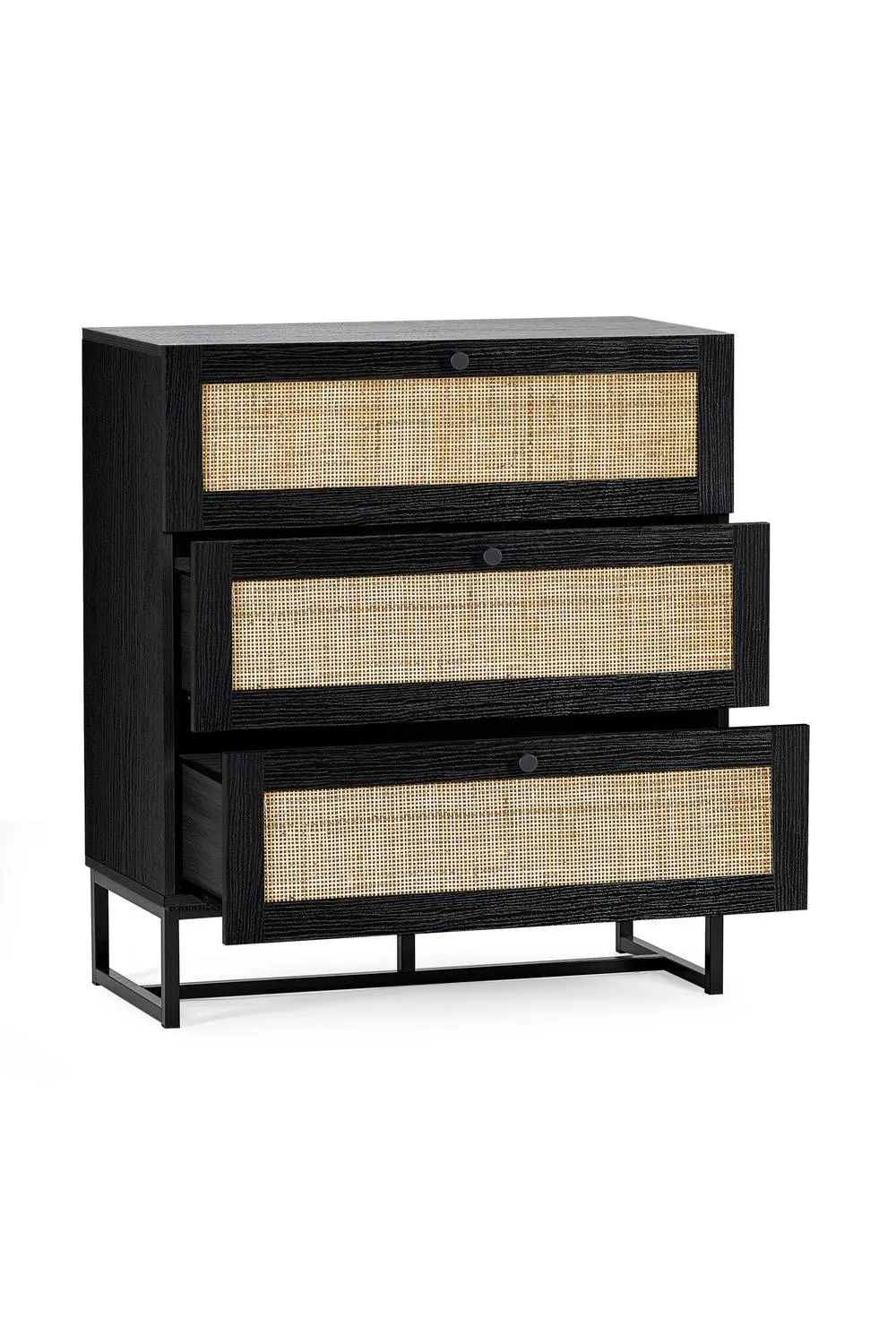Julian Bowen Padstow Rattan 3 Drawer Chest in Black 5