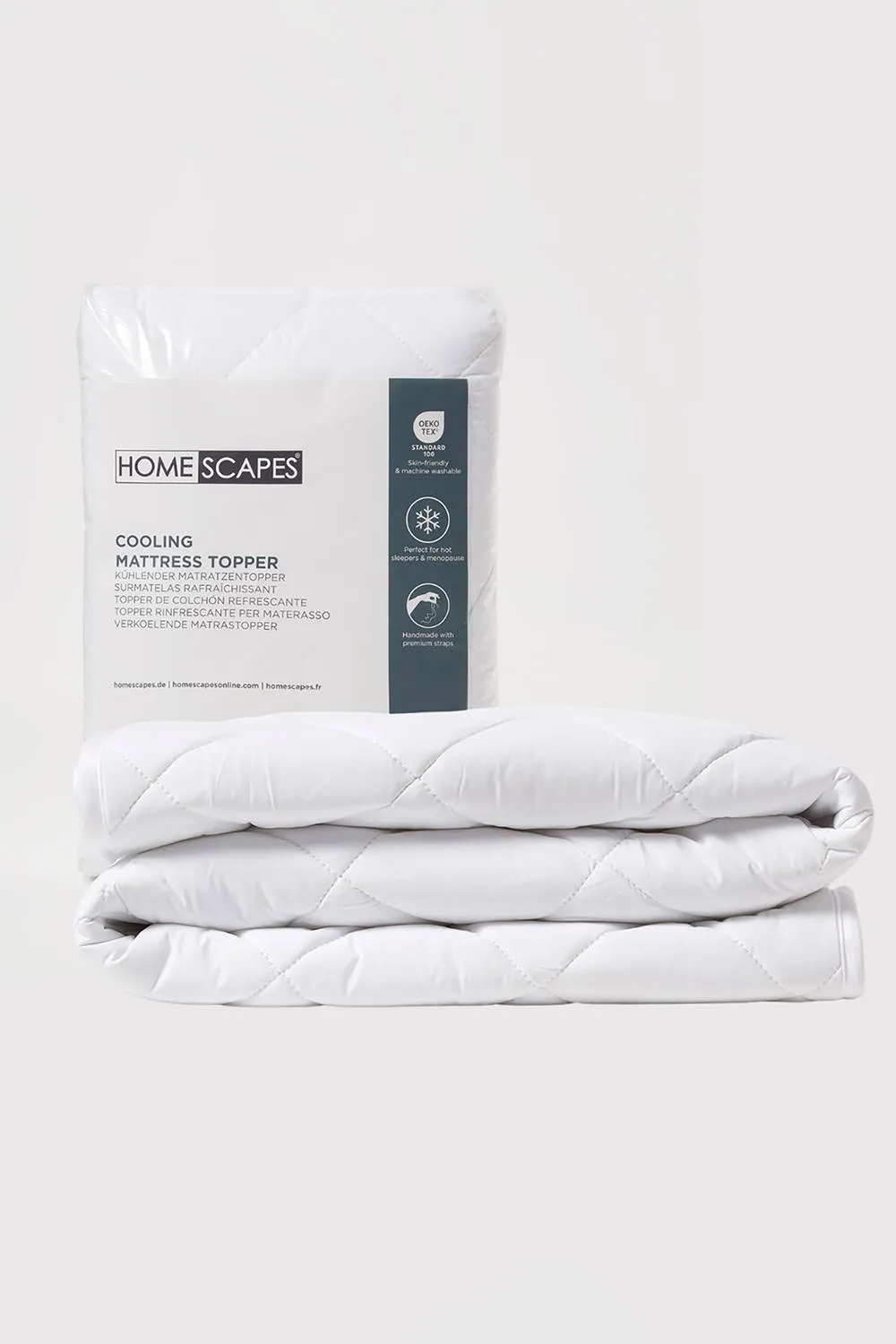 Homescapes Advanced Cooling Cot Mattress Topper Set of 2 Hypoallergenic in White