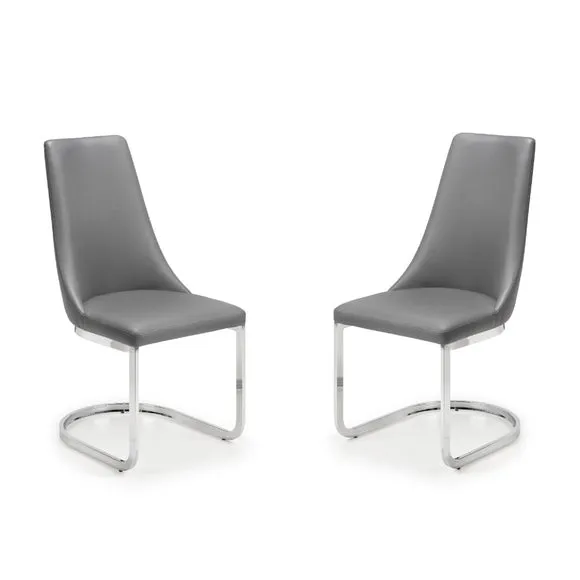 Como Set of 2 Dining Chairs, Grey Faux Leather 2