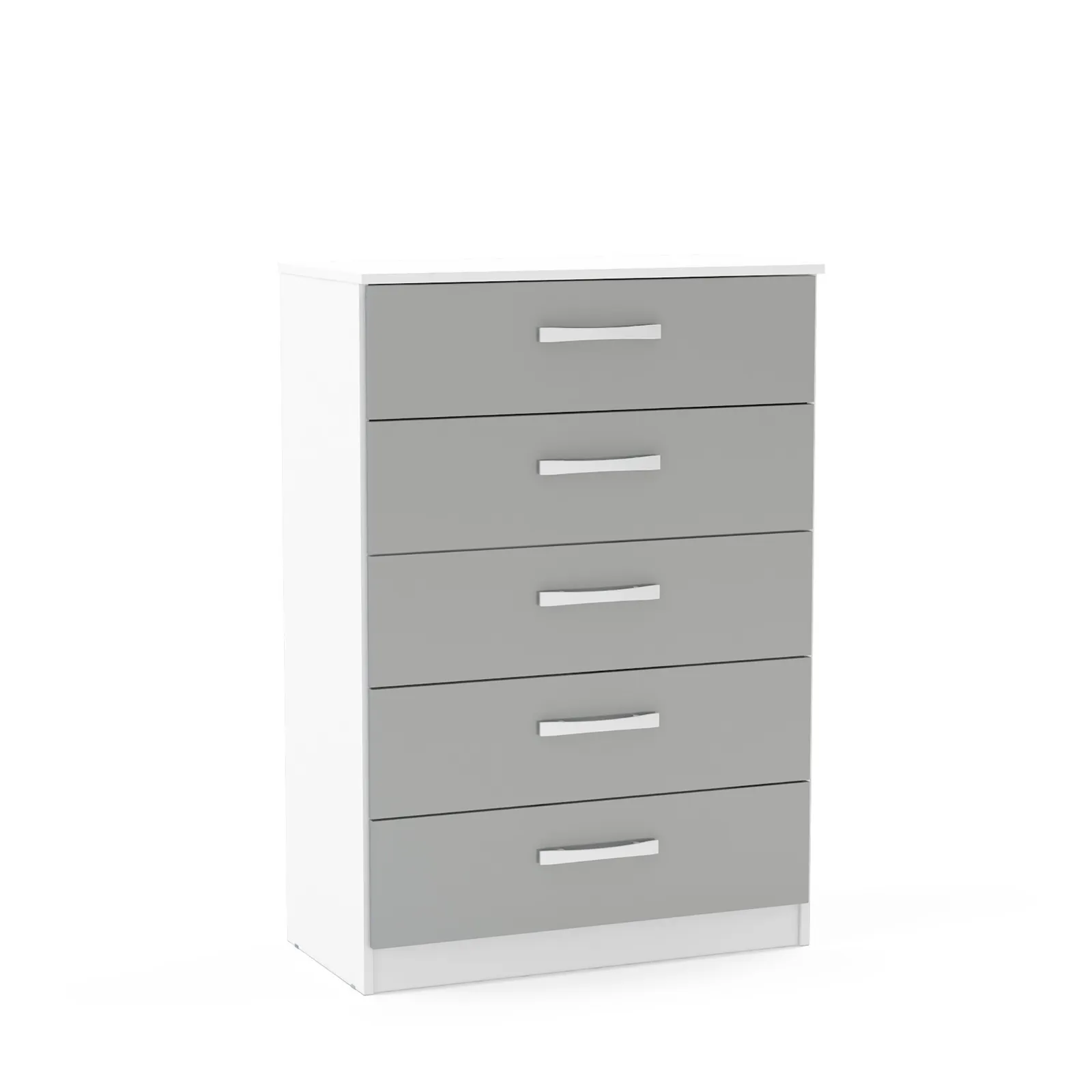 Lynx White and Grey 5 Drawer Chest Grey