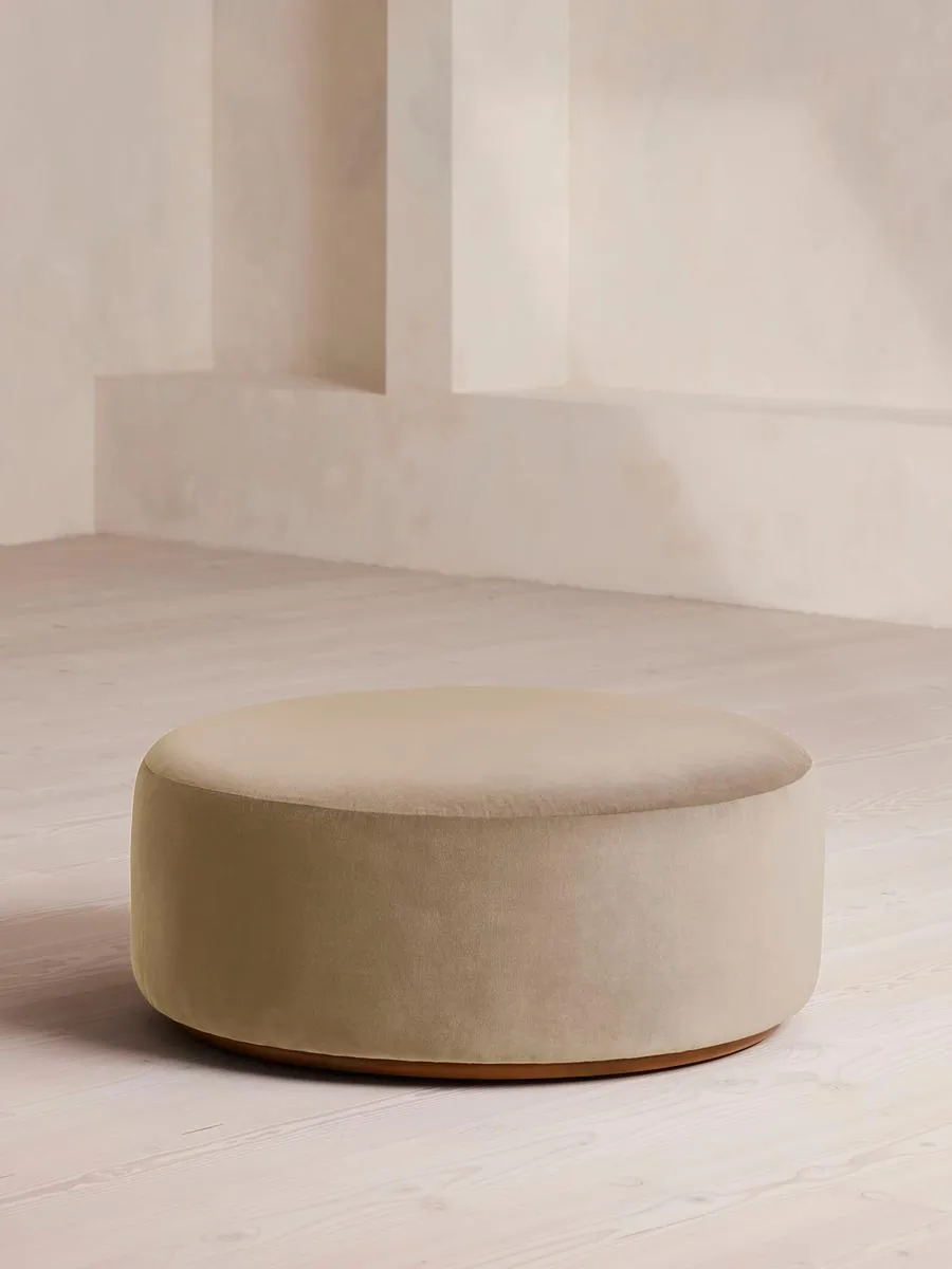 Aline Ottoman, Velvet, Oyster