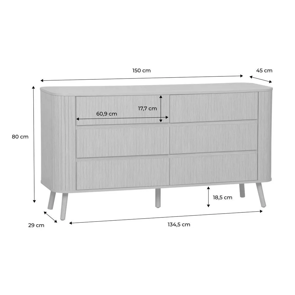 sweeek 6-drawer chest, natural striated decor in Dark Brown 5