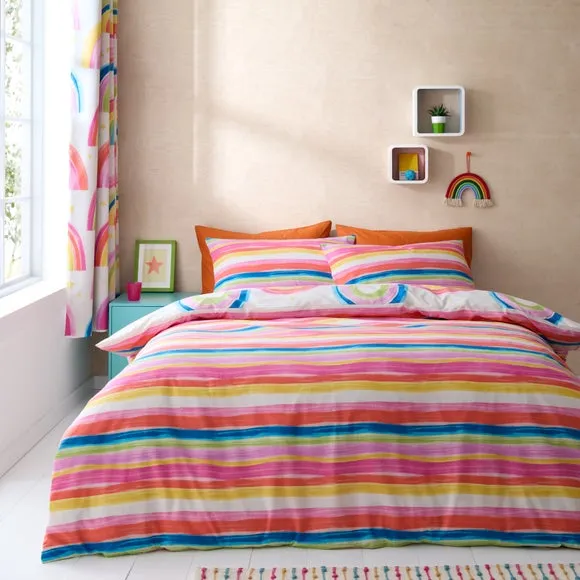 Watercolour Rainbow 100% Cotton Reversible Duvet Cover and Pillowcase Set 3