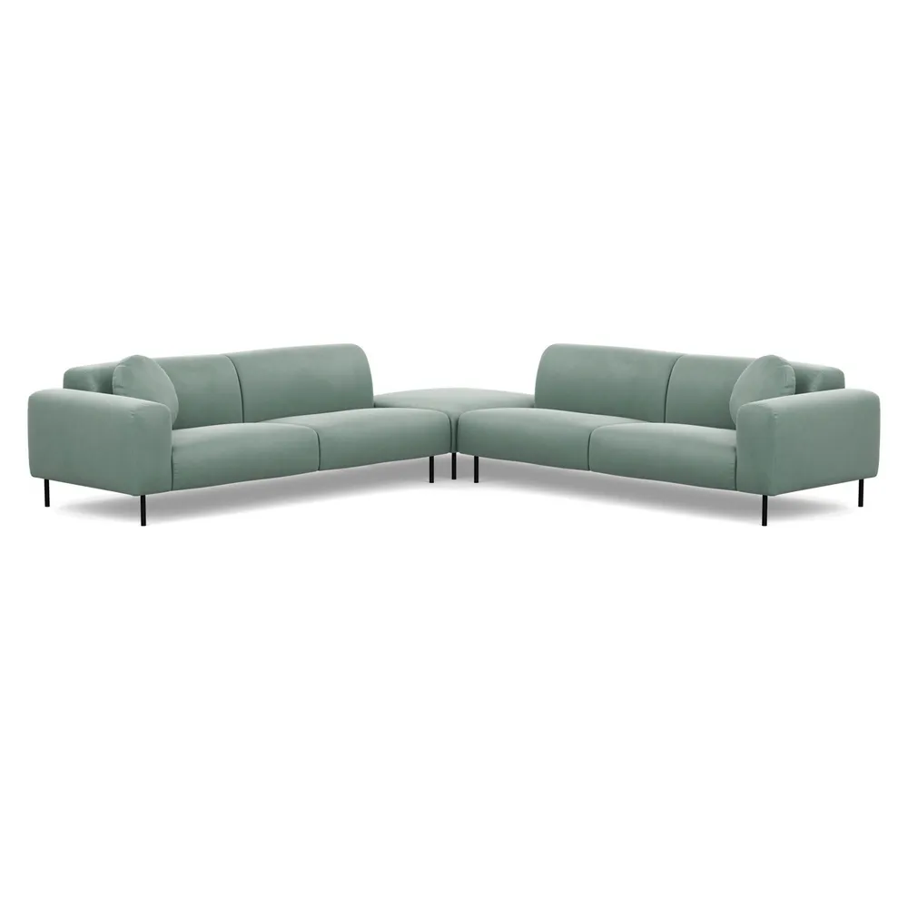 Heal's Luna Large Corner Sofa Marylebone Velvet Mint Black Feet