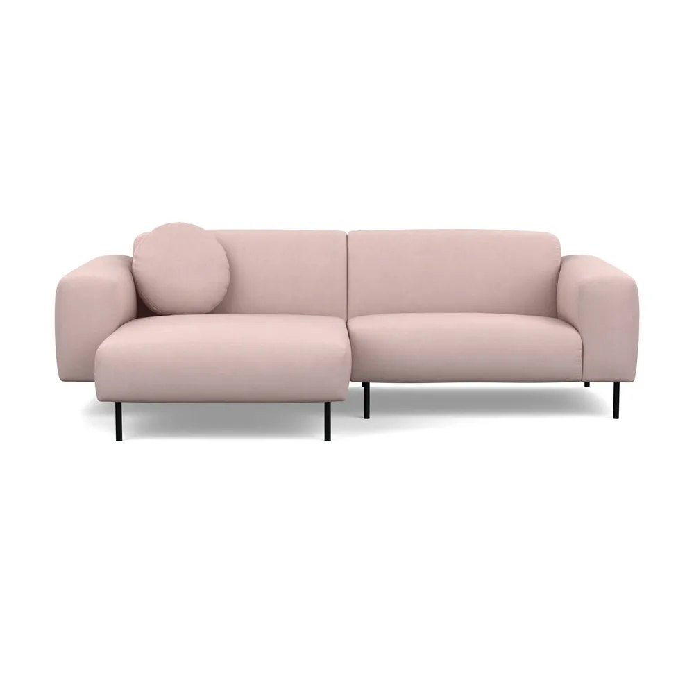 Heal's Luna Left Hand Facing Corner Chaise Sofa Siena Cotton Dusky Pink Black