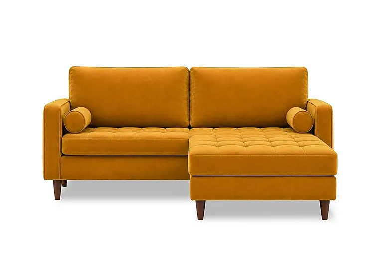 Sullivan 3 Seater Fabric Sofa with Reversible Chaise End - Mustard - Sofas and Armchairs - In Time for Christmas