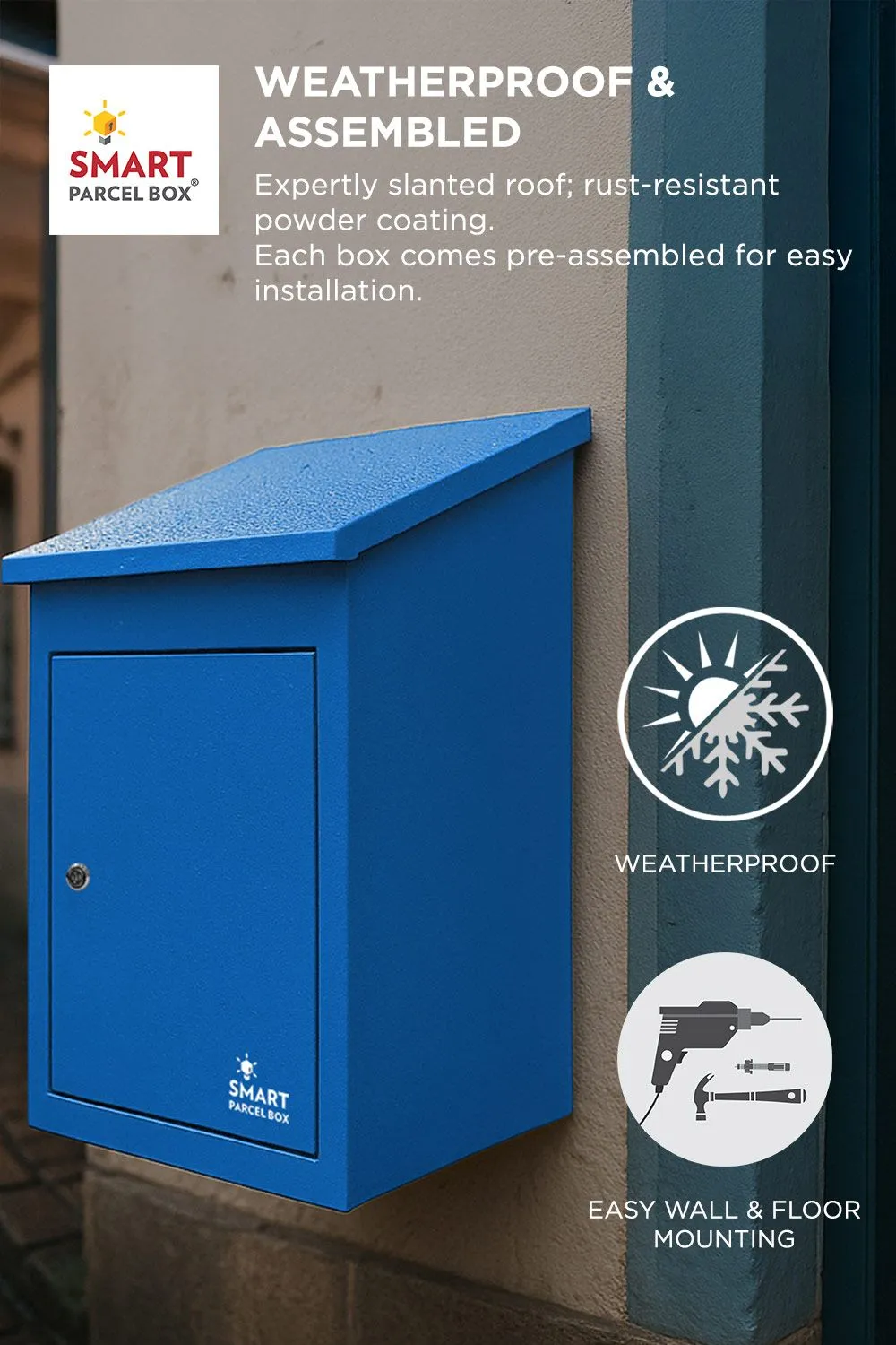 Homescapes Smart Parcel Box® Medium Front Access Secure Delivery Box in Blue 4