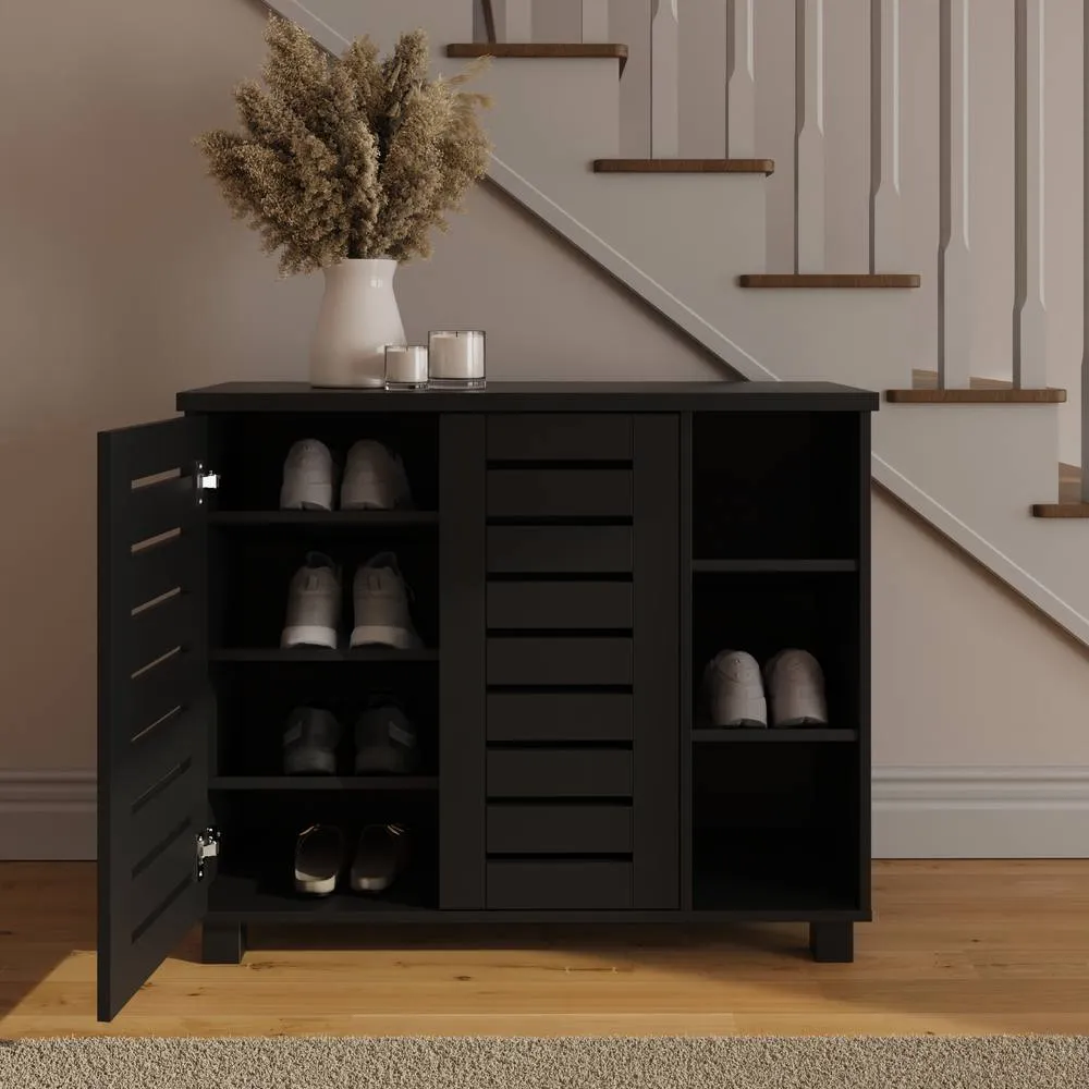 GFW Bodie 2 Door 2 Shelf Shoe Cabinet in Black 3