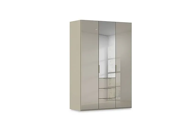 Haven 151cm 3 Door Combi Wardrobe with 2 Glass Doors and 1 Mirror Door