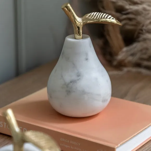 Cedar & Sage Perla Marble Pear Ornament