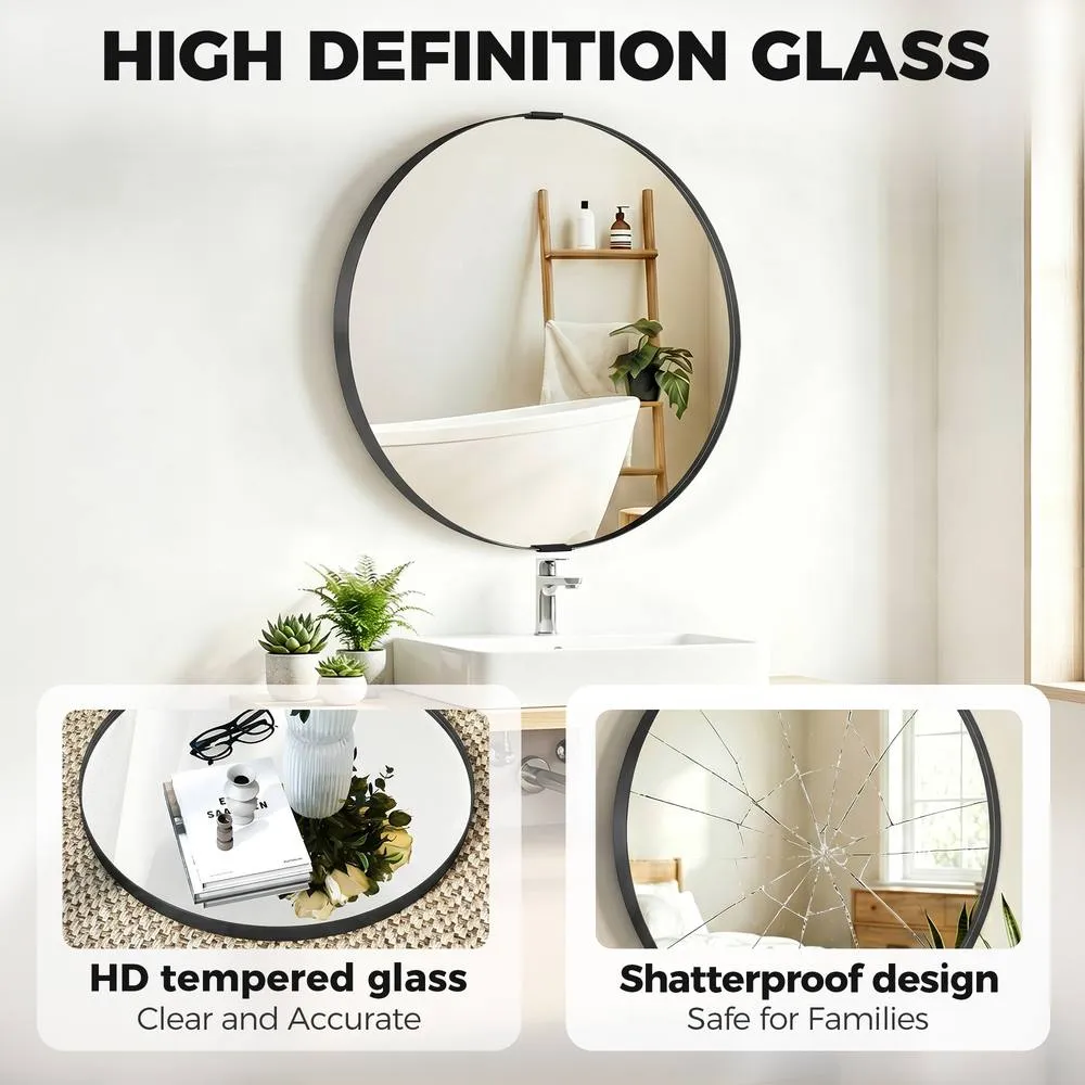 HOMCOM Wall Mirror 61 cm, Wall Mounted Bathroom Mirror in Black 5