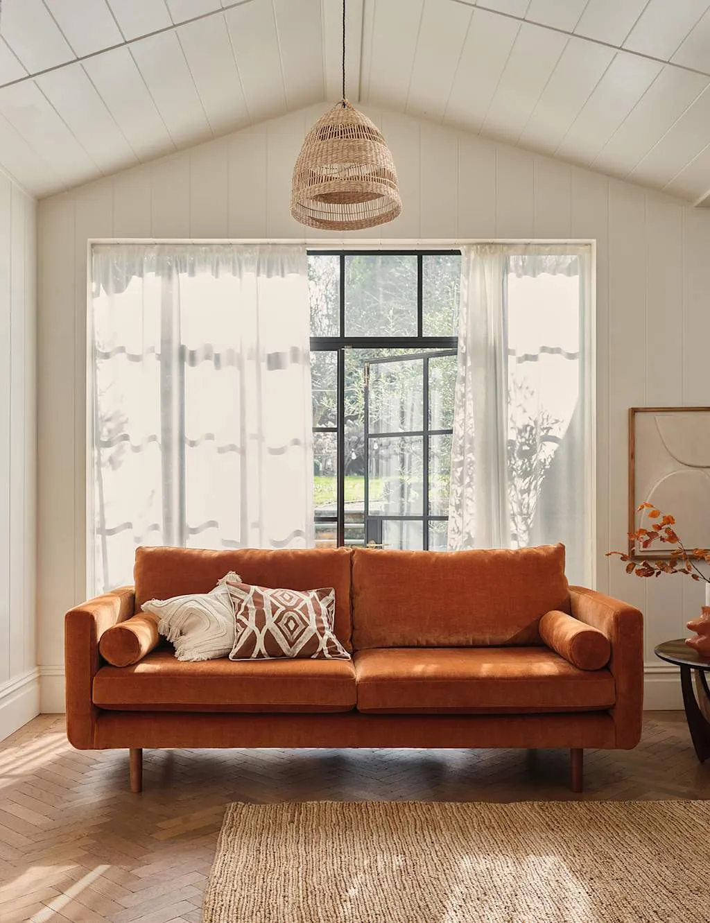 BARKER AND STONEHOUSE Moore Chenille Extra Large 3 Seater Sofa Orange
