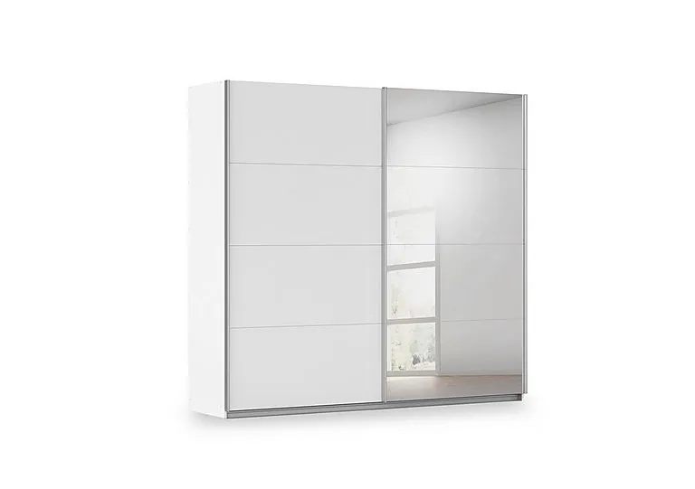 Impulse 226cm 2 Door Décor Slider Wardrobe with Mirror Door - Alpine White