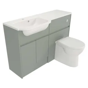 Deccado Clifton Willow Green Fitted Vanity & Toilet Pan Unit Combination with LH Basin - 1200mm