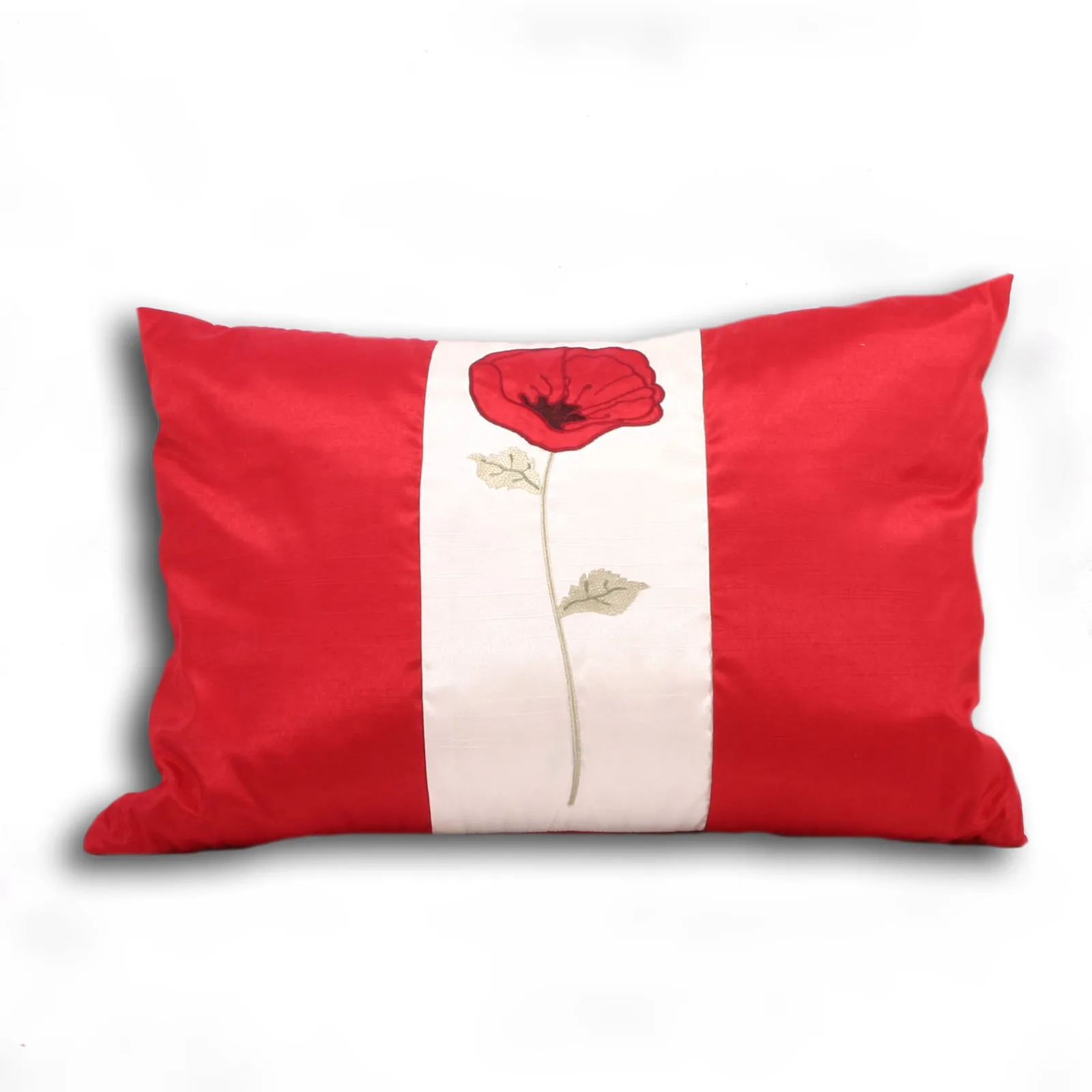 Paoletti Poppy Striped Rectangular Cushion in Red