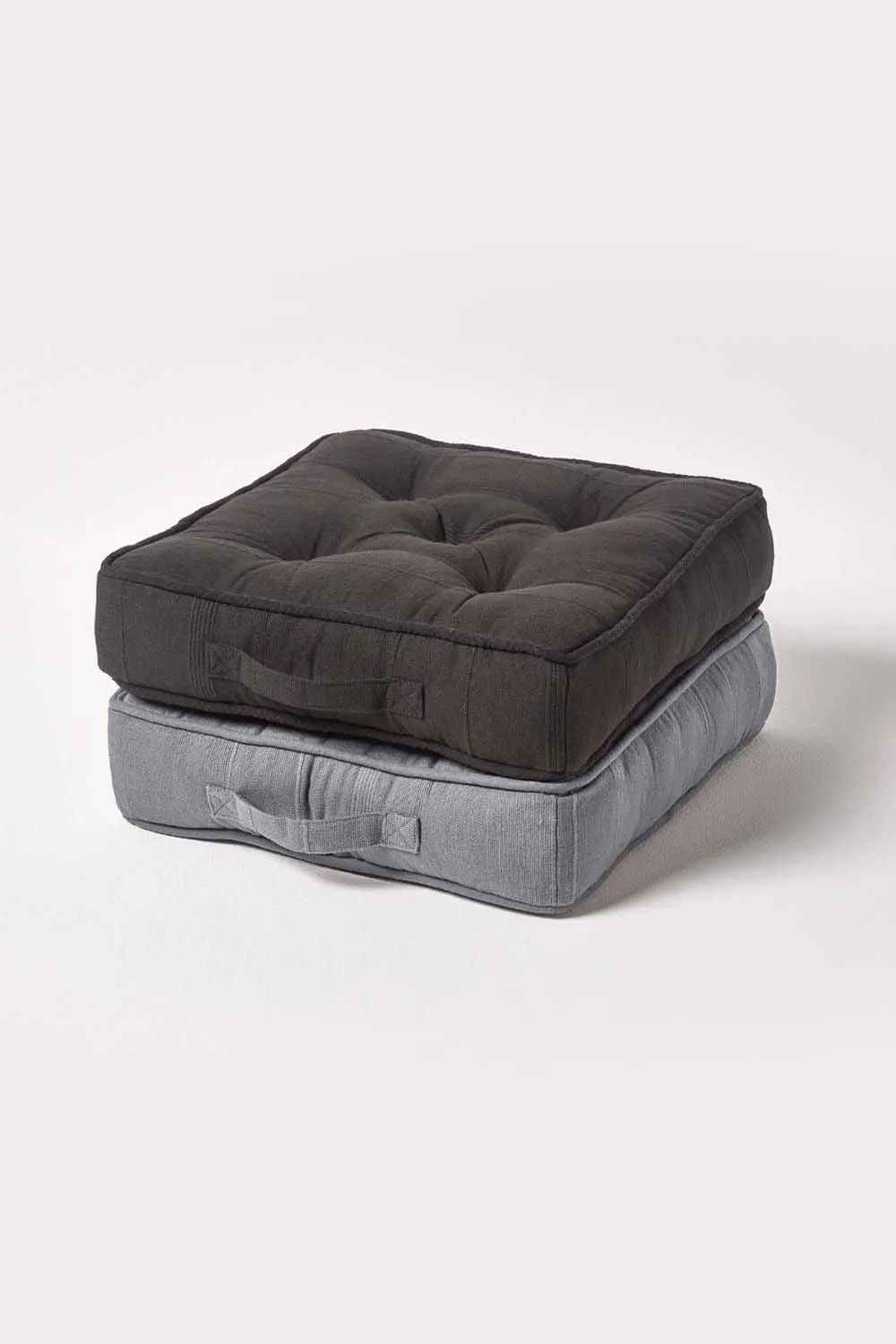 Homescapes Rajput Ribbed Cotton Floor Cushion in Light Grey 6