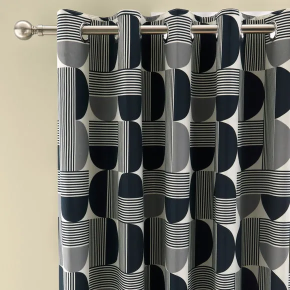 Bromley Modern Geo Eyelet Curtains