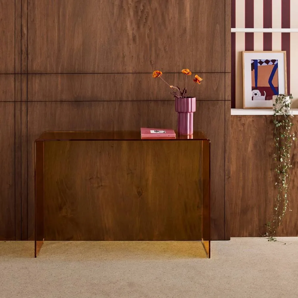 sweeek Rectangular tempered glass console in Amber 3