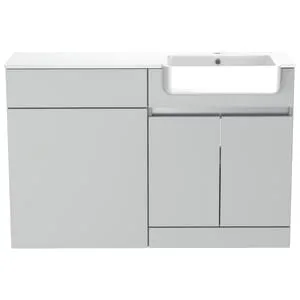 Be Modern Botanica Pearl Grey Right Hand 1260mm Freestanding Vanity & Toilet Pan Unit with Basin Modular Combination 2