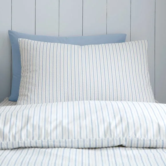 Stripe Seersucker Cotton Duvet Cover and Pillowcase Set 4