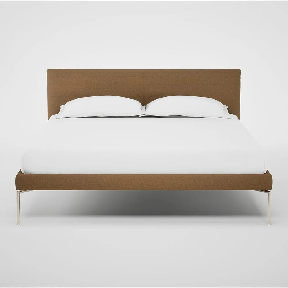Heal's Matera Bed King Siena Cotton Clay Stainless Steel Foot