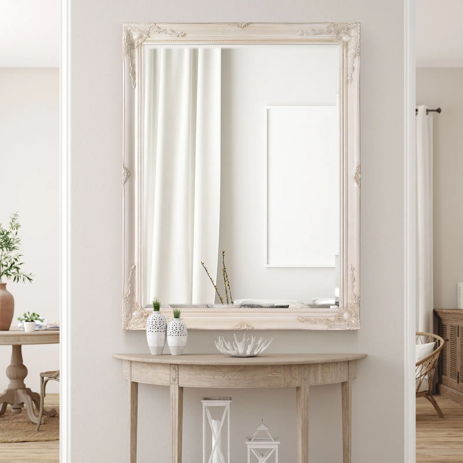 MirrorOutlet Buxton Ivory Large Leaner Mirror 140 x 109 CM in Beige 2