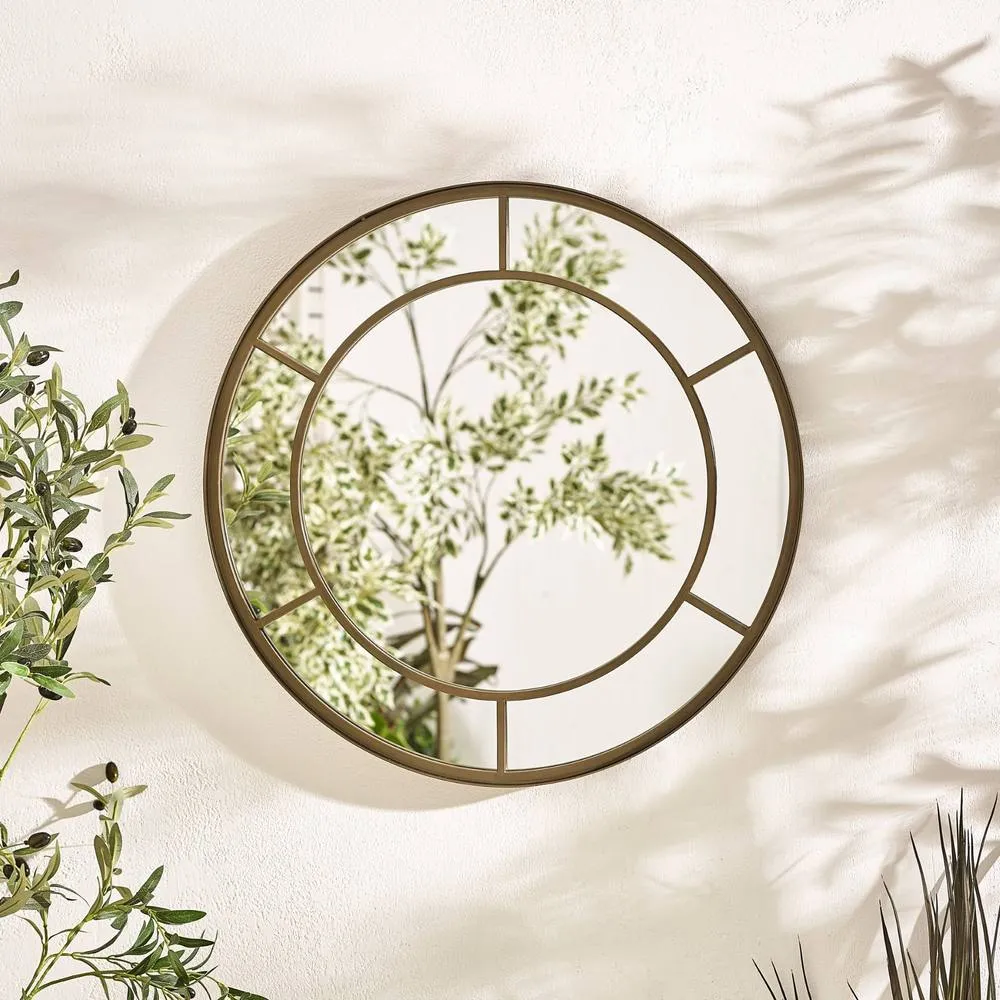 FurnitureboxUK Alnwick Bronze Medium Round Window 70cm Garden Mirror 2