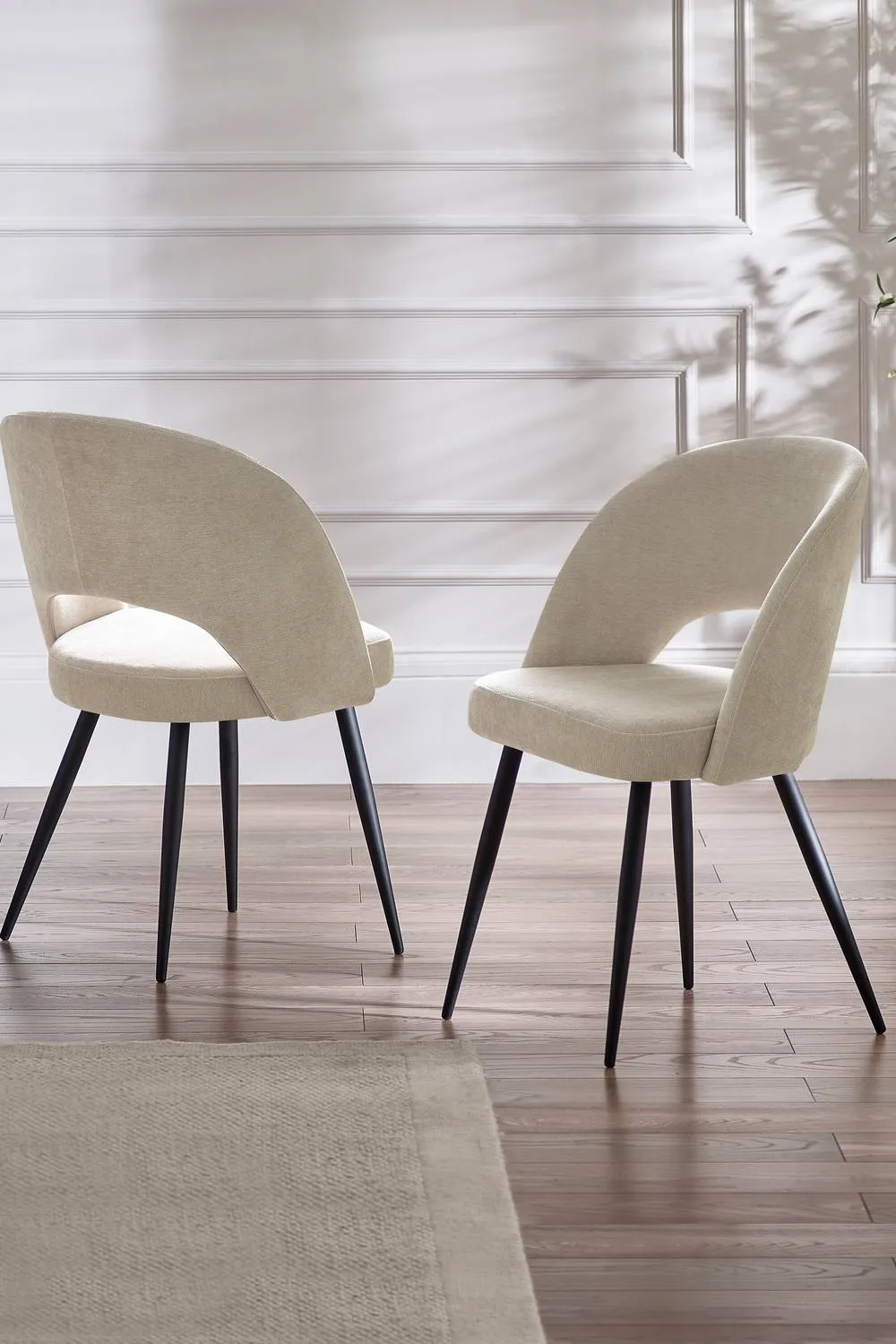 Julian Bowen Ella Curved Back Upholstered Dining Chair (Set of 2) in Beige 1