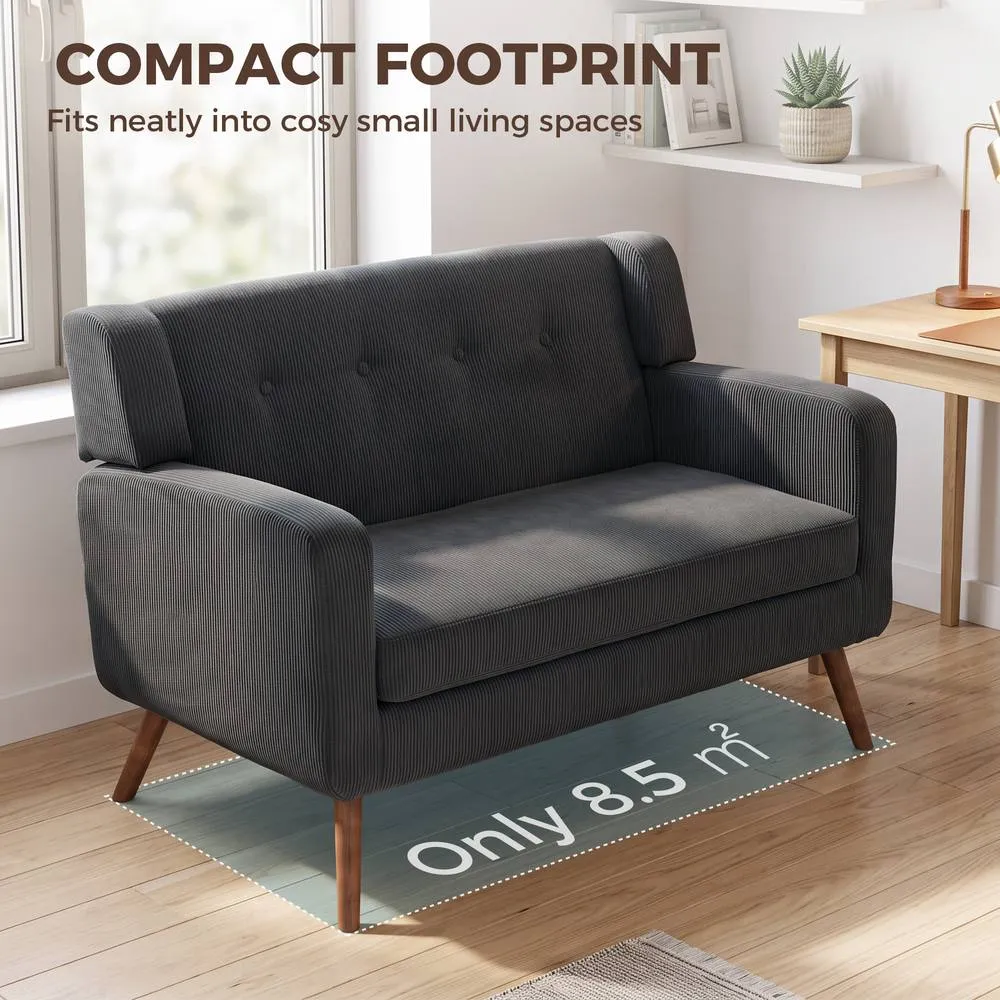 HOMCOM 2 Seater Sofa, 118 cm Corduroy Small Loveseat Sofa, Dark Grey 6