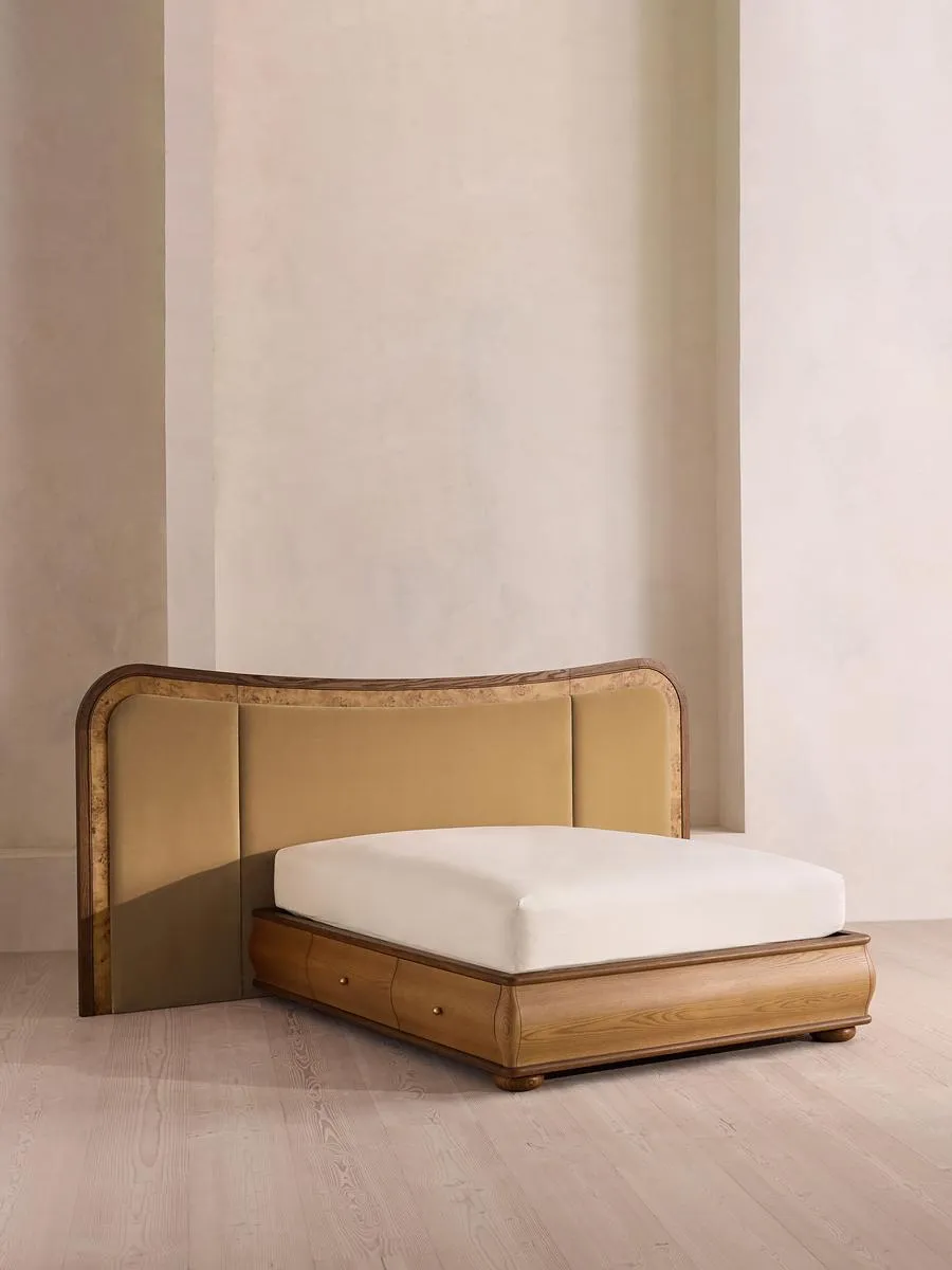 Alana Bed, King, Velvet, Camel